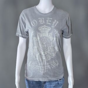 Y2K OBEY Propaganda Distressed Crest Graphic Tee